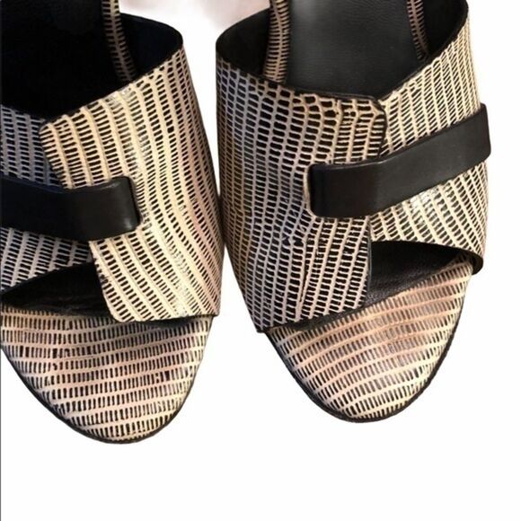 Zero+Maria Cornejo Leather Open Toe Wood Wedge 36 - Picture 7 of 7